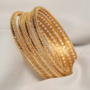 Intricate Dotted Texture Traditional Metal Bangles Set