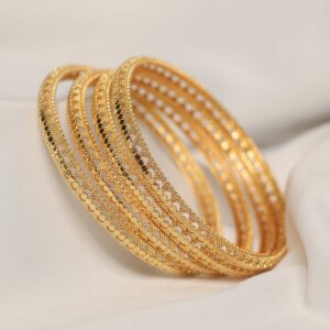 Intricately Textured Traditional Metal Bangles Set