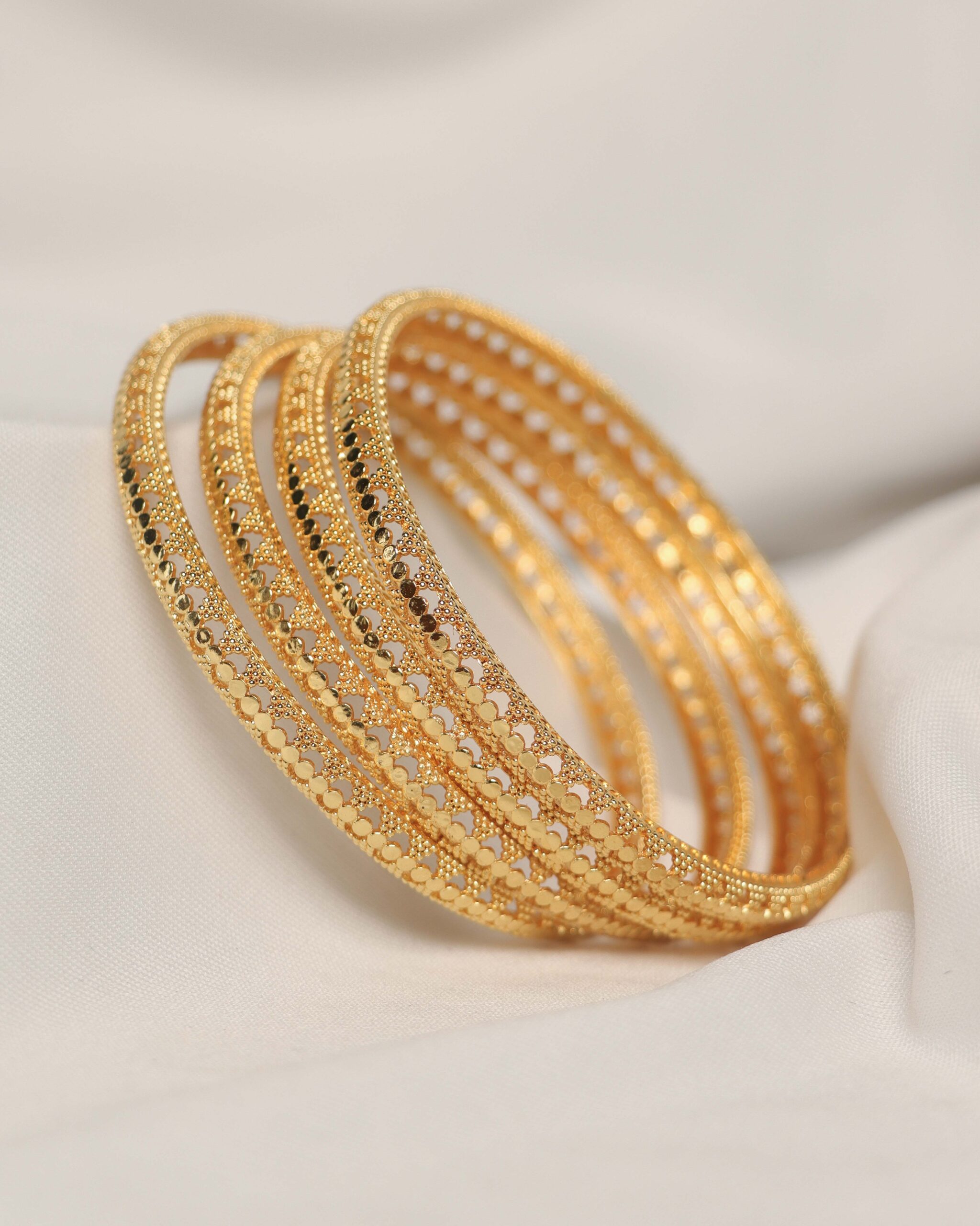 Intricately Textured Traditional Metal Bangles Set