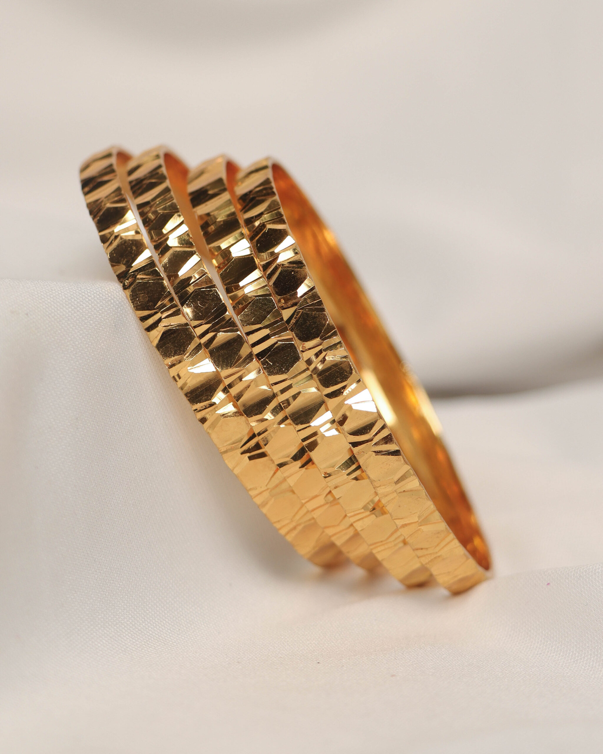Geometric Textured Traditional Metal Bangles Set