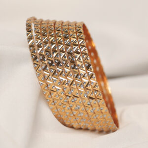 Diamond-Grid Textured Traditional Metal Bangle