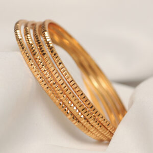 Fine-Line Textured Traditional Metal Bangles Set