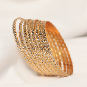 Full Stone-Studded Traditional Metal Bangles Set