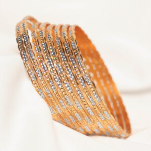 Elegant Stone-Accented Traditional Metal Bangles Set