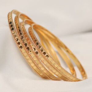 Minimal Stone-Line Traditional Metal Bangles Set