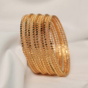 Fine Dot Stone-Work Traditional Metal Bangles Set