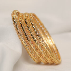Classic Stone-Detailed Traditional Metal Bangles Set