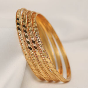 Chevron Pattern Textured Traditional Metal Bangles Set