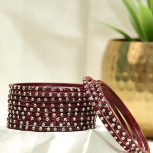 Mayuri Stone Bangles Set - Maroon