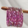 Fancy Mirror Bangles Set - Rani Pink