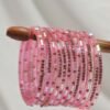 Fancy Mirror Bangles Set - Baby Pink