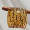 Fancy Mirror Bangles Set - Mustard Gold