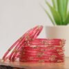 Elegant Printed Bangles Set - Coral Red