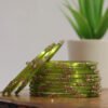 Elegant Printed Bangles Set - Mehendi Green