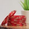 Elegant Printed Bangles Set - Scarlet Red