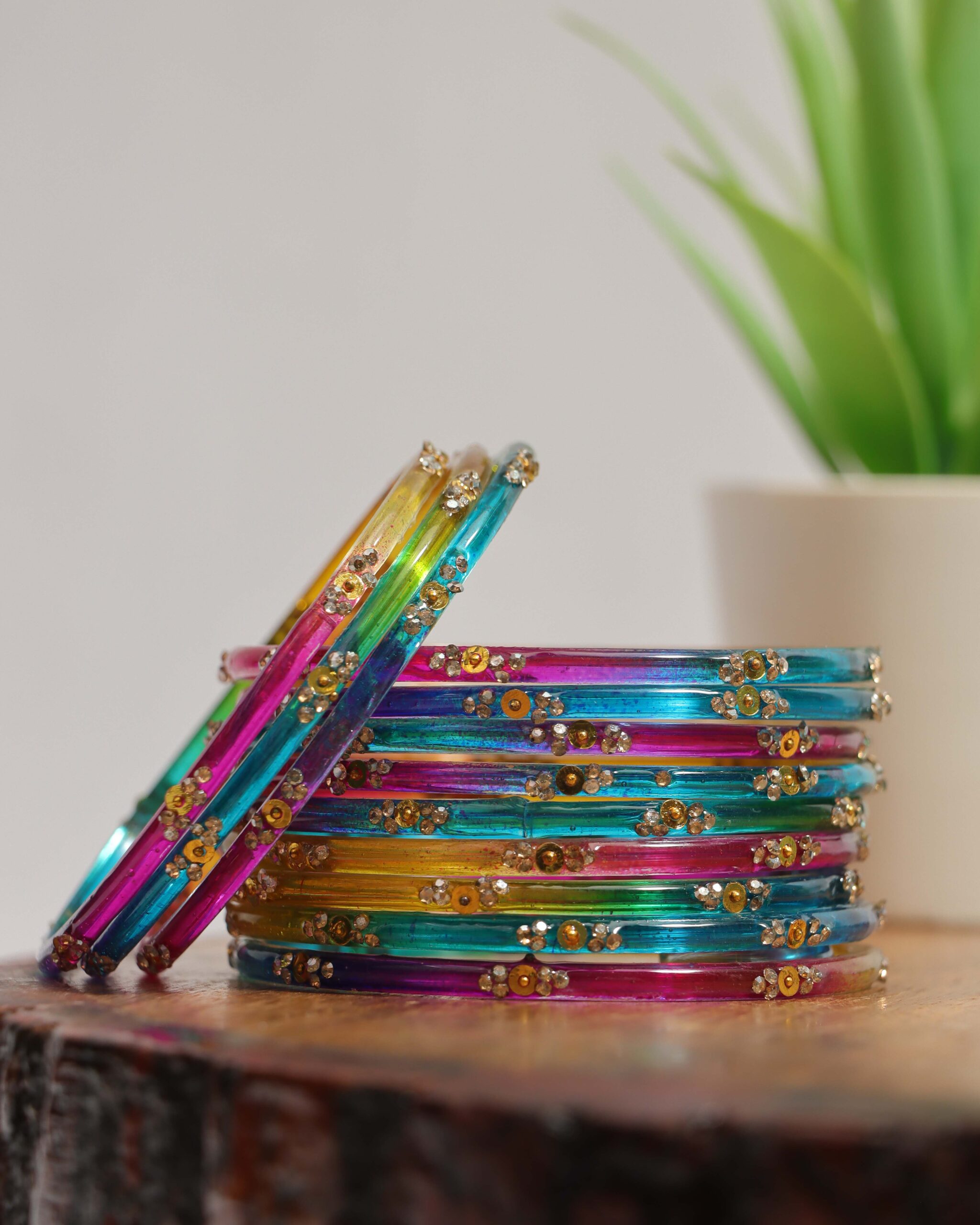 Elegant Printed Bangles Set - Multi color