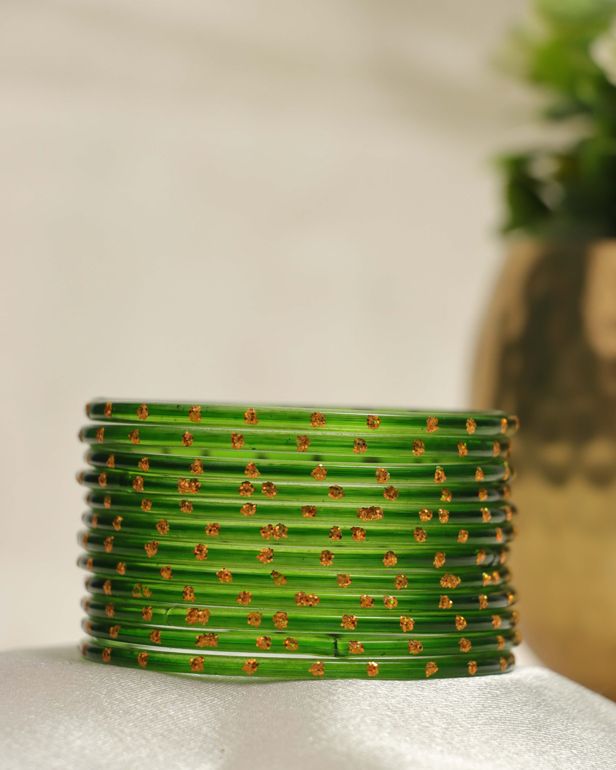 Premium Stone Bangles Collection - Parrot Green