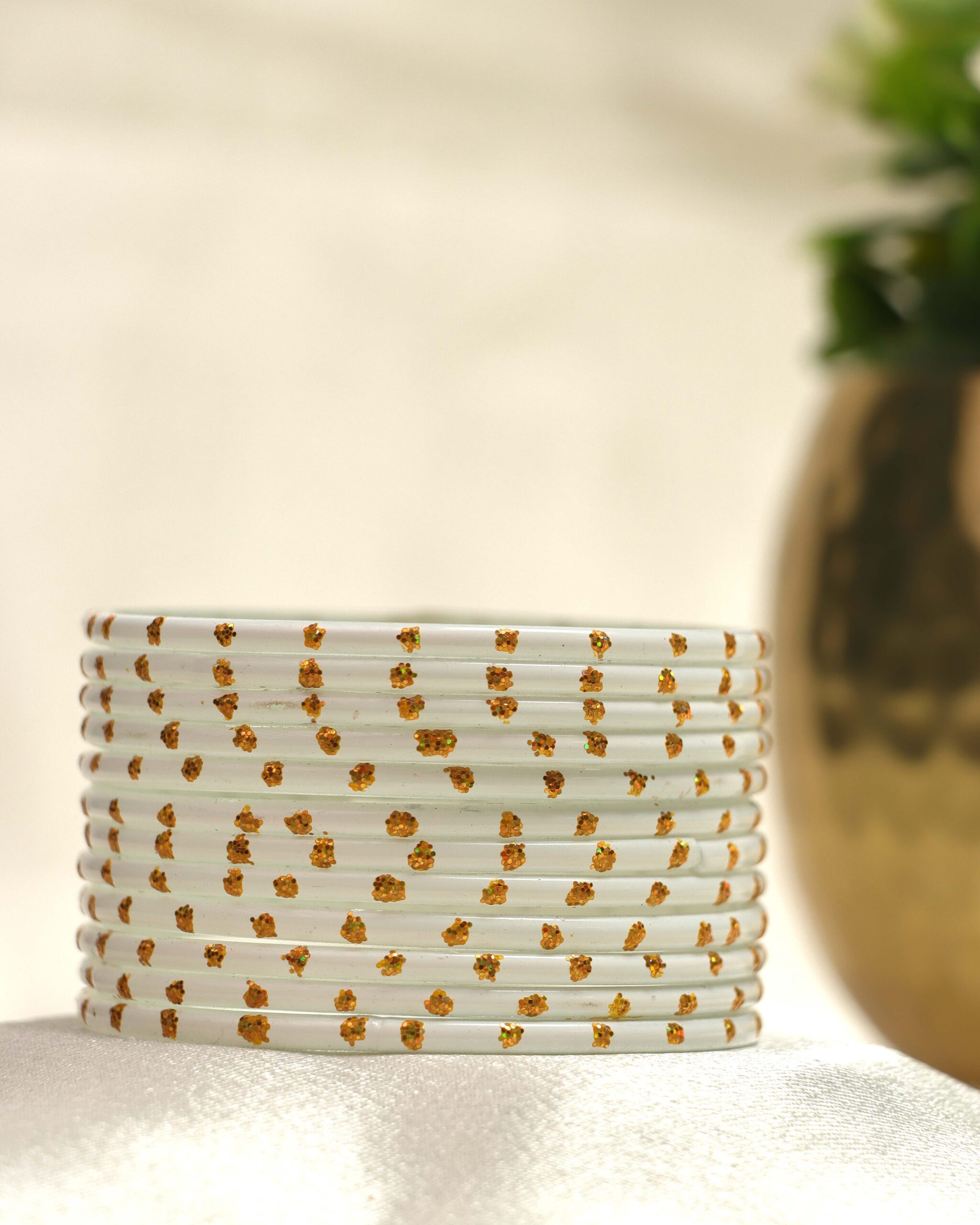 Premium Stone Bangles Collection - Ivory Gold