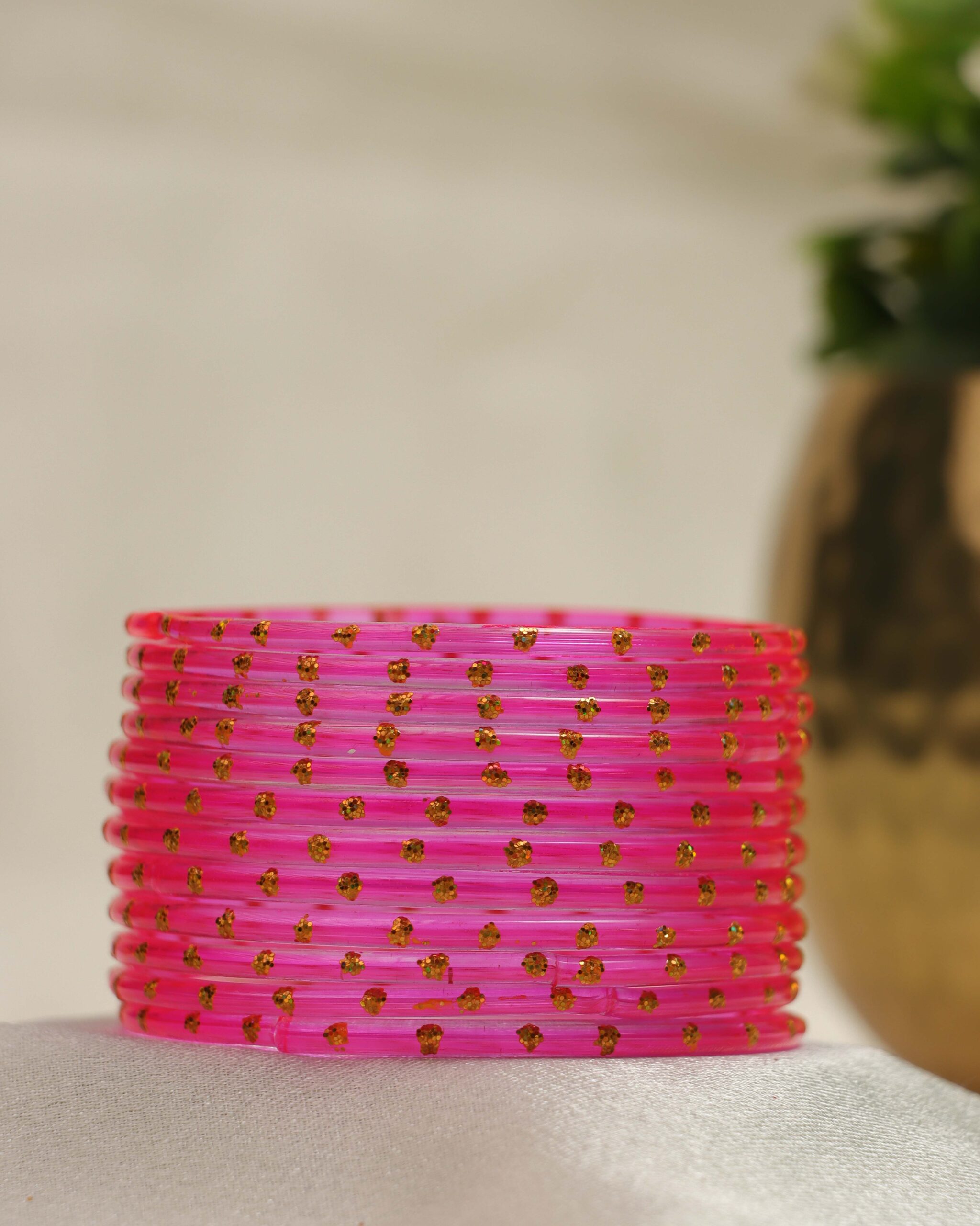 Premium Stone Bangles Collection - Hot Pink