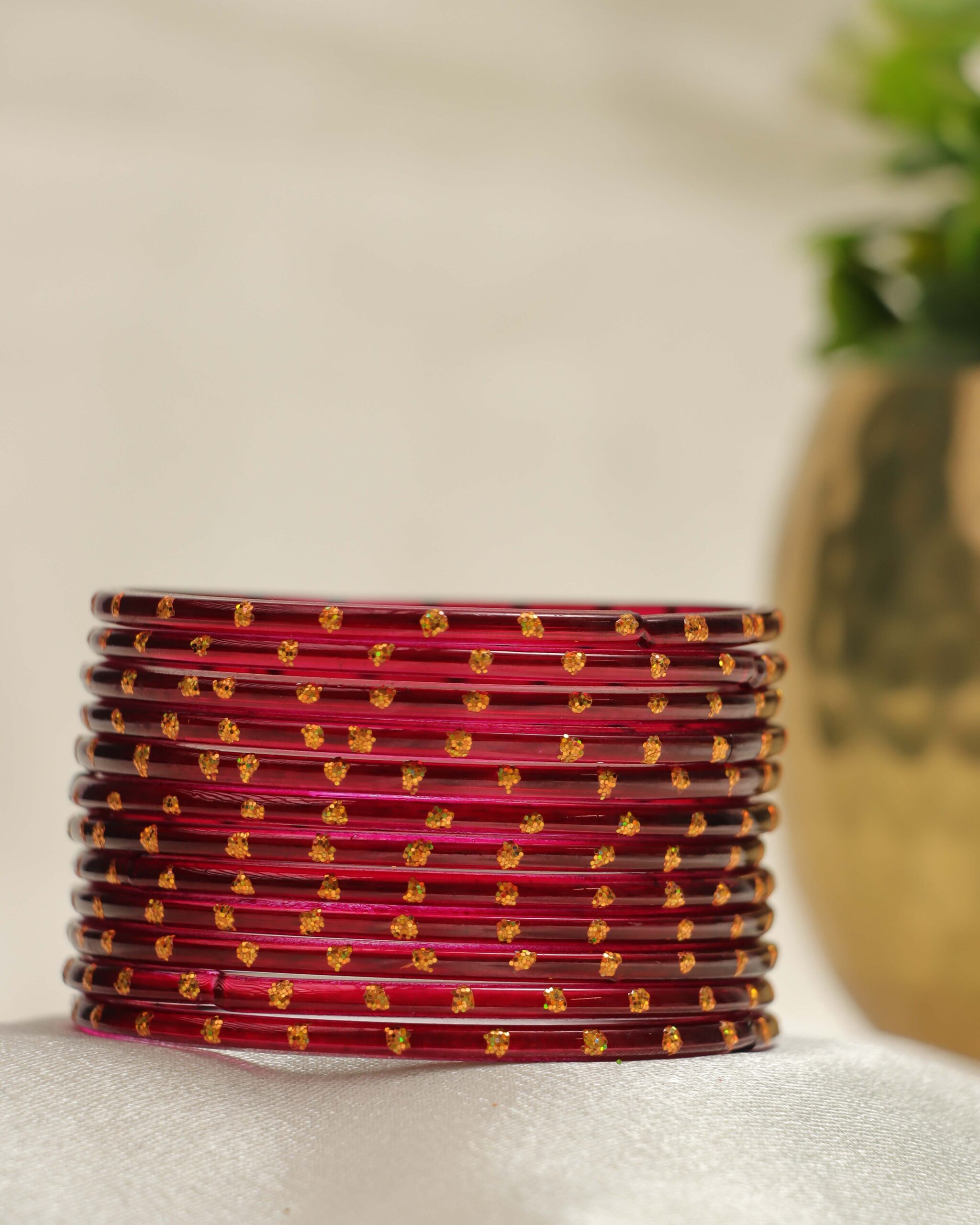 Premium Stone Bangles Collection - Wine Red