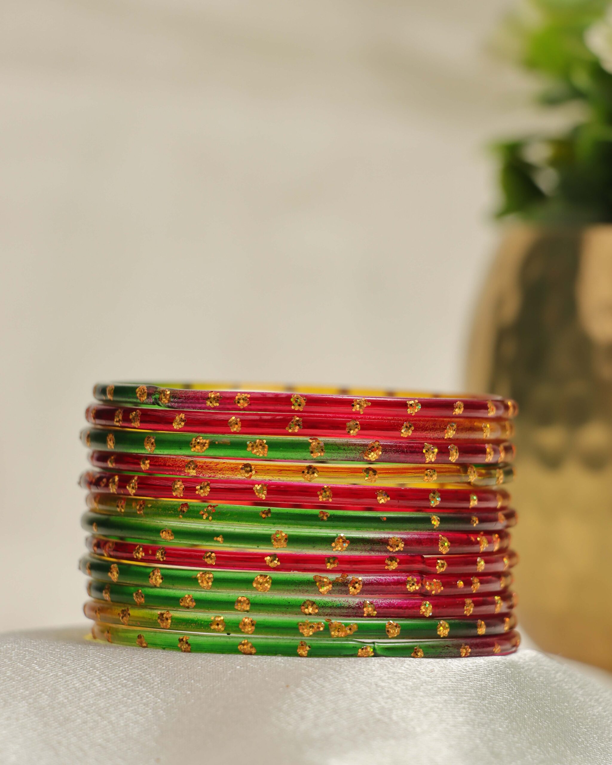 Premium Stone Bangles Collection - Red & Green