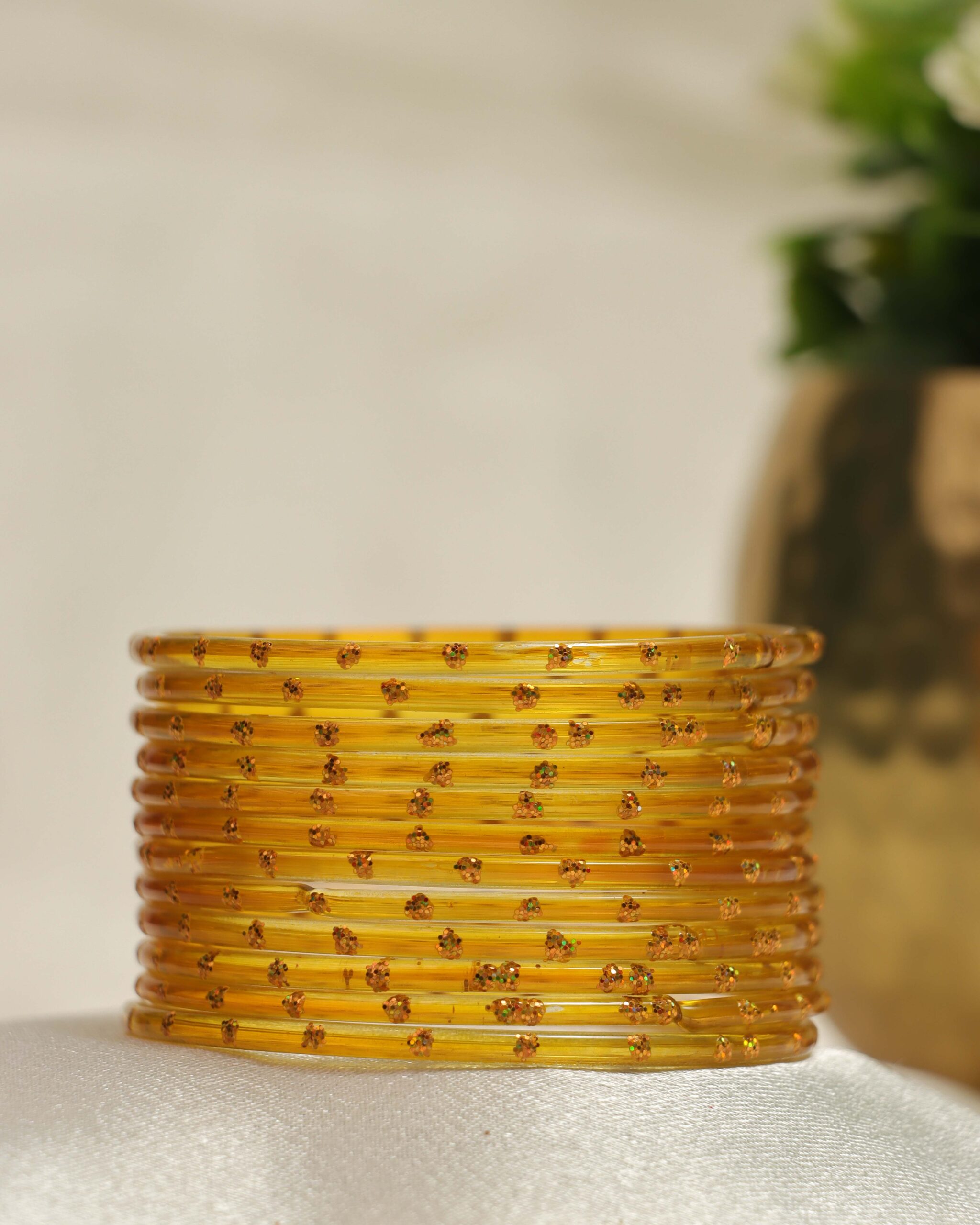 Premium Stone Bangles Collection - Mustard Gold