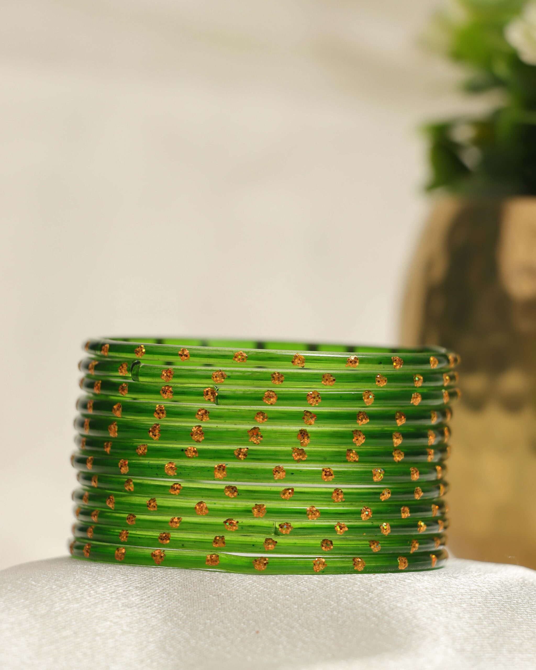 Premium Stone Bangles Collection - Leaf Green