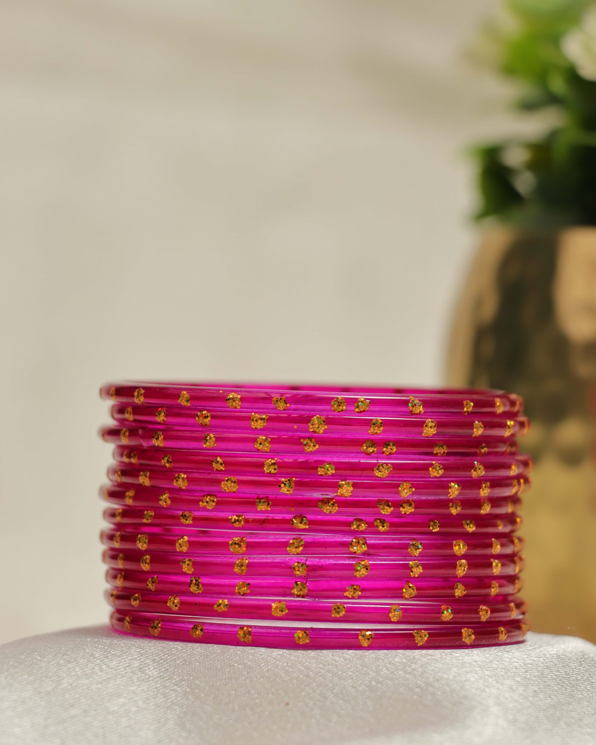Premium Stone Bangles Collection - Magenta Pink