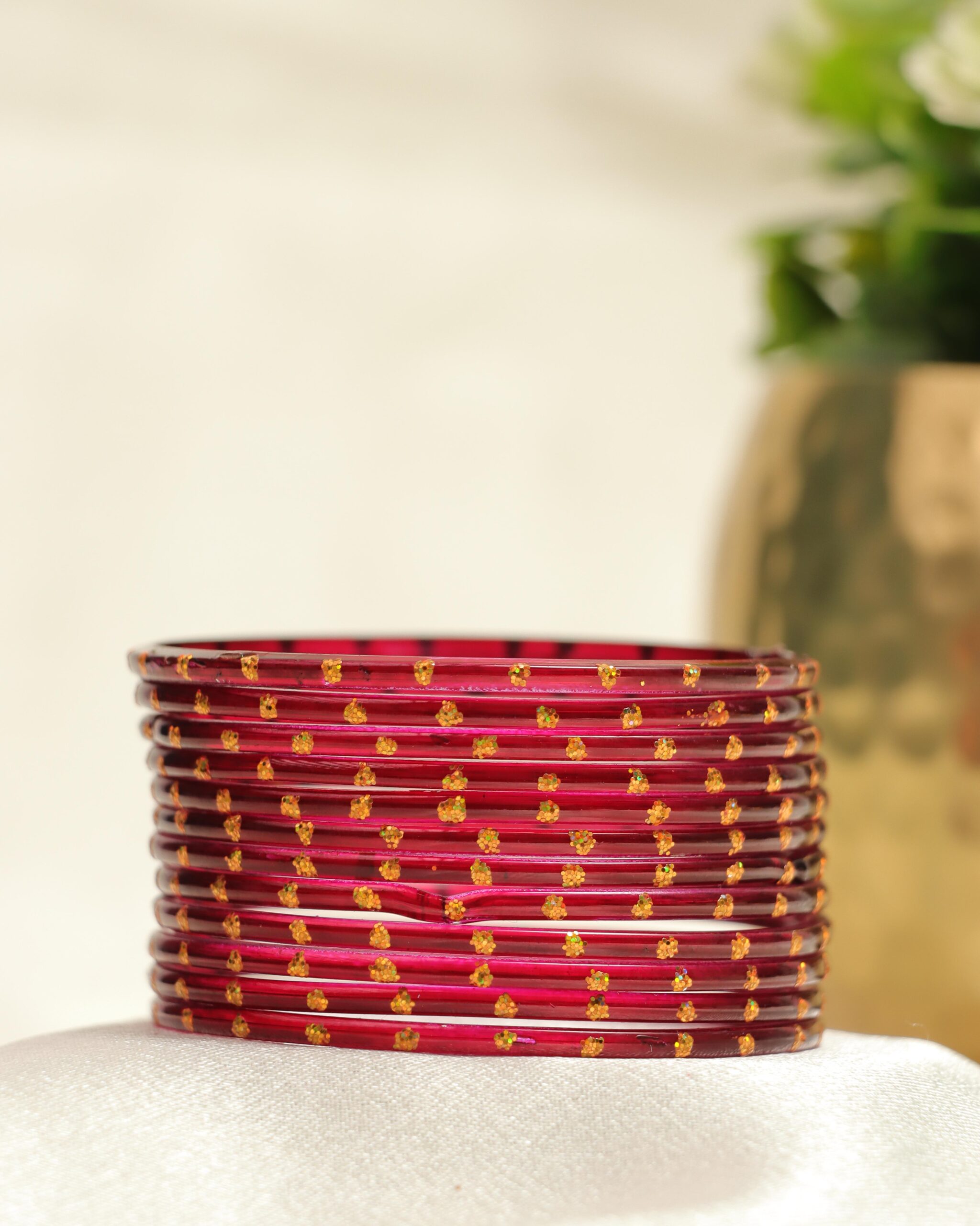 Premium Stone Bangles Collection - Brick Red