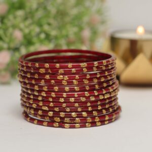 Classic Glass Bangles Set - Maroon