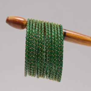 Anil Stone Bangles Set - Bottle Green