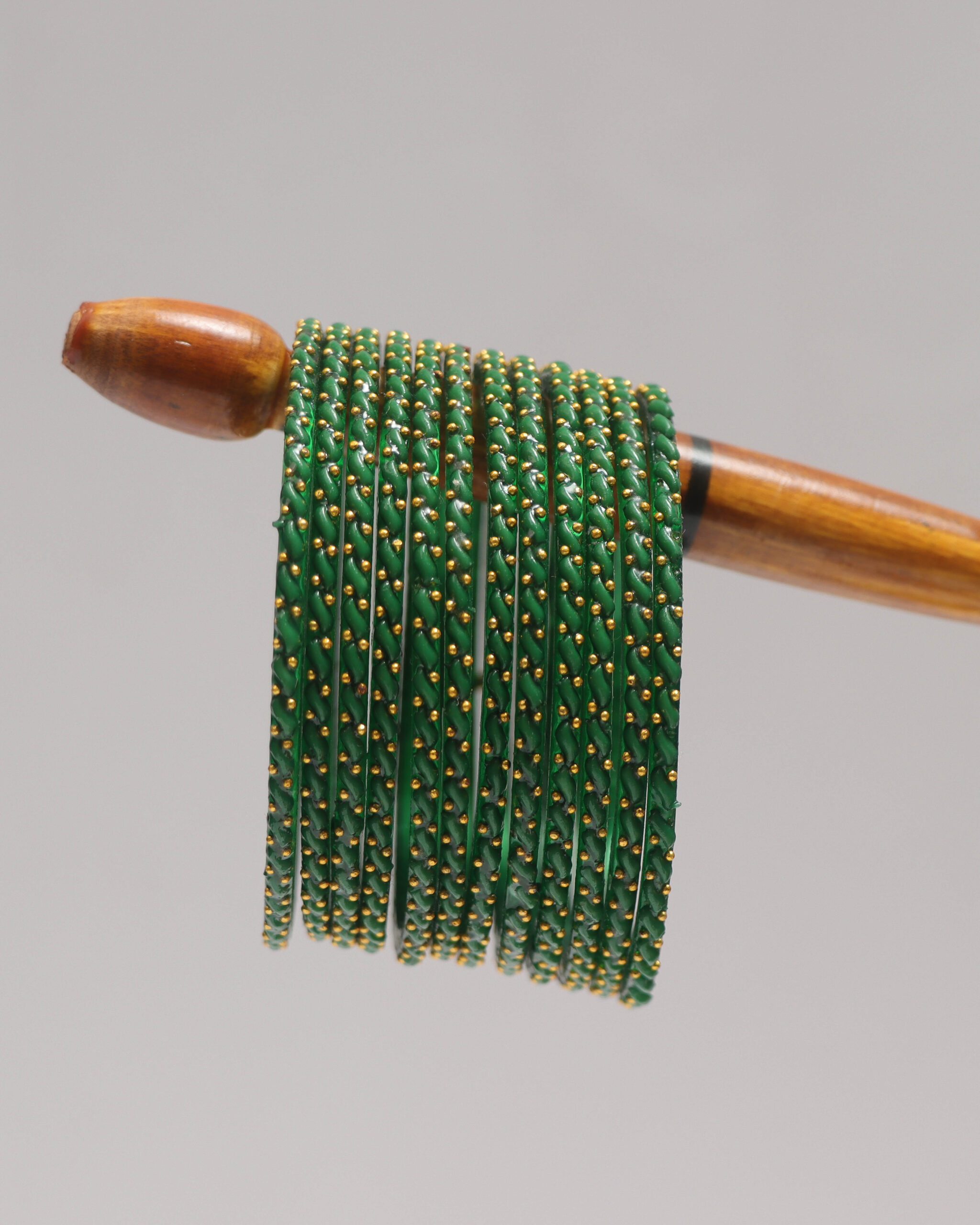 Anil Stone Bangles Set - Bottle Green