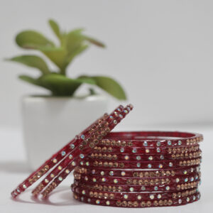 Rama Stone Bangles Set - Maroon