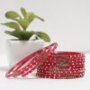 Rama Stone Bangles Set - Bright Red